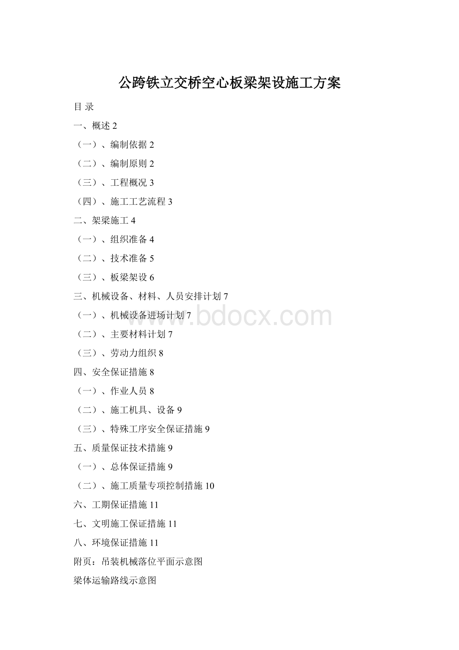 公跨铁立交桥空心板梁架设施工方案文档格式.docx_第1页