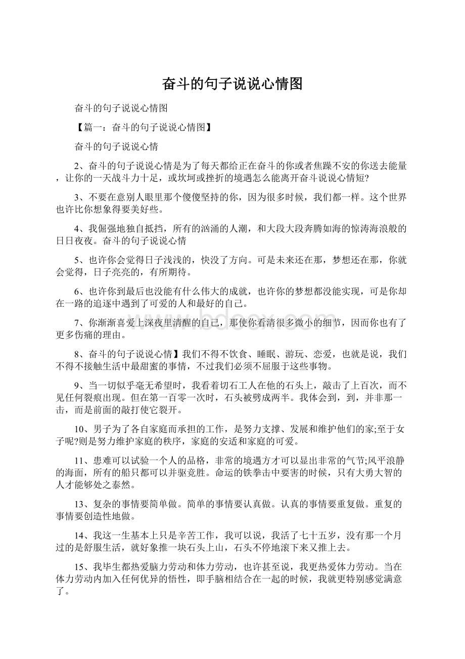 奋斗的句子说说心情图文档格式.docx_第1页