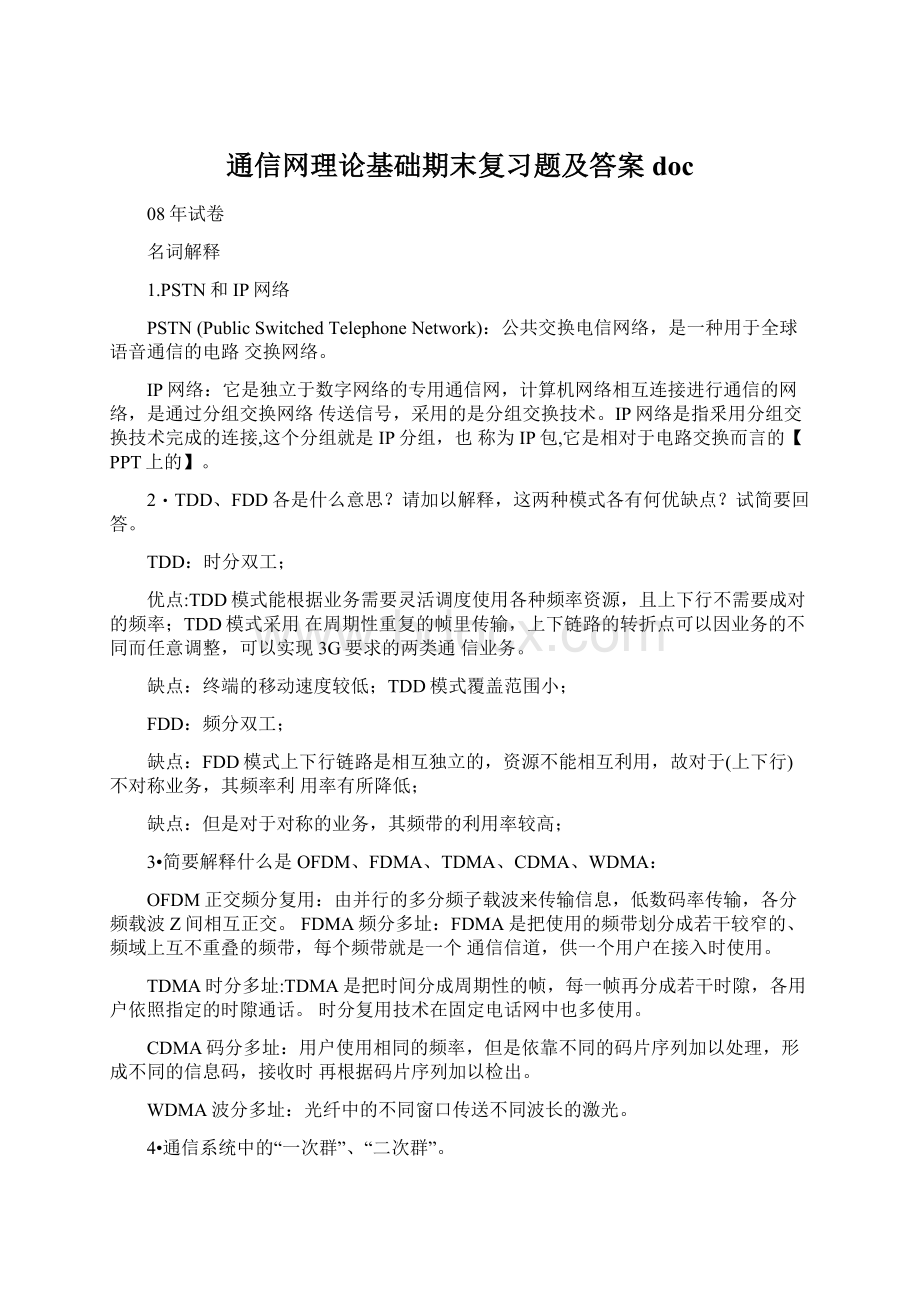 通信网理论基础期末复习题及答案doc.docx_第1页