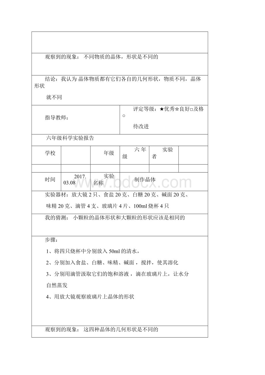 教科版六年级科学下册实验报告单全Word格式.docx_第3页