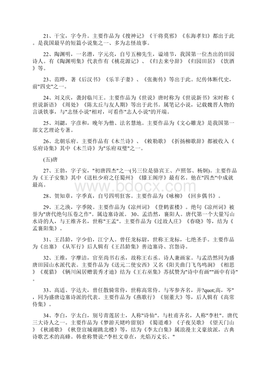 中国重要作家作品与文学常识人教版语文全册作者资料Word格式.docx_第3页