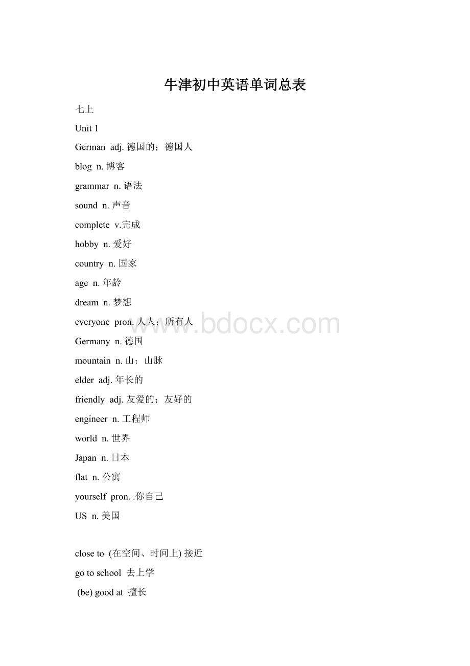 牛津初中英语单词总表Word格式.docx_第1页