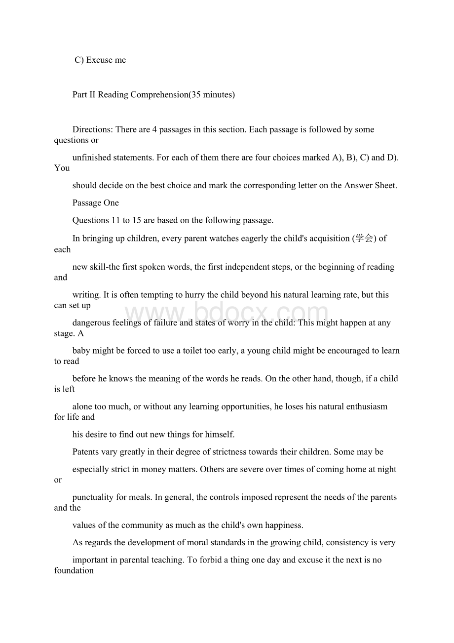 完整版学位英语考试模拟试题二及答案.docx_第3页