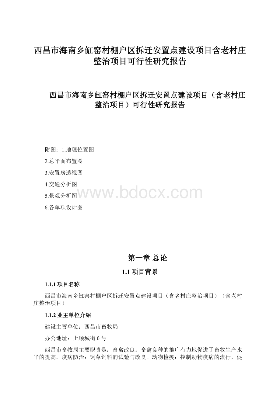 西昌市海南乡缸窑村棚户区拆迁安置点建设项目含老村庄整治项目可行性研究报告.docx