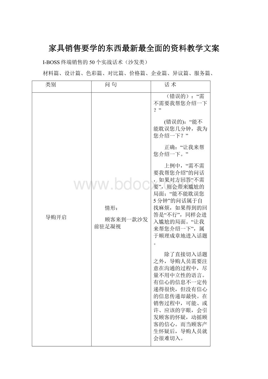 家具销售要学的东西最新最全面的资料教学文案.docx