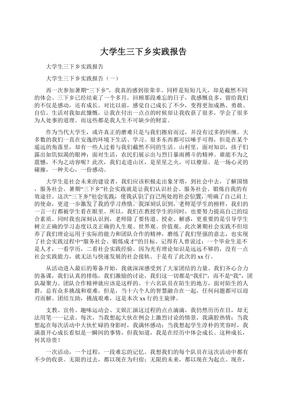 大学生三下乡实践报告文档格式.docx