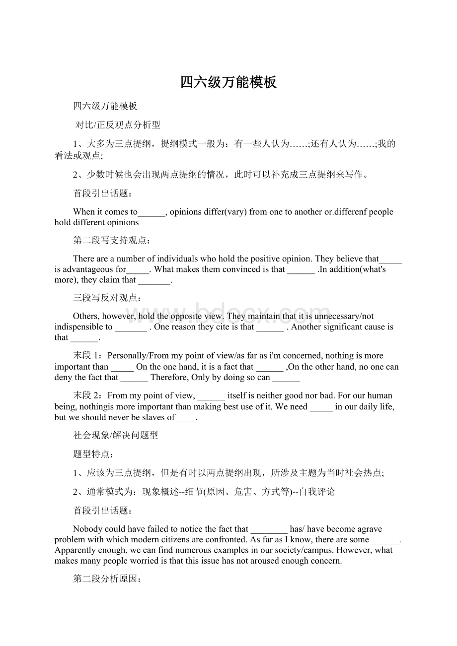 四六级万能模板Word格式.docx_第1页