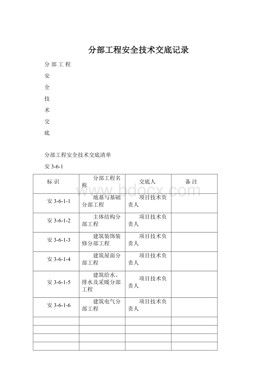 分部工程安全技术交底记录Word格式.docx