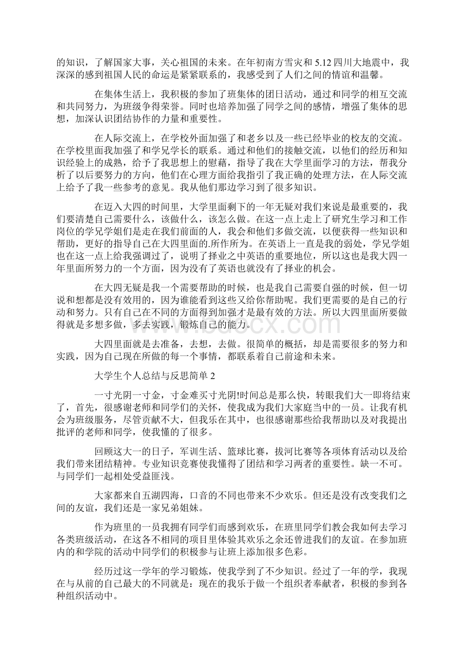 大学生个人总结与反思简单Word文档格式.docx_第2页