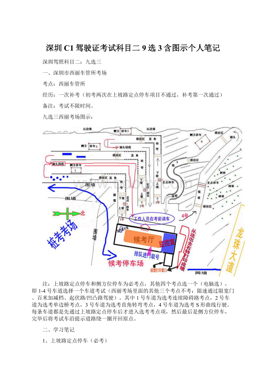 深圳C1驾驶证考试科目二9选3含图示个人笔记.docx
