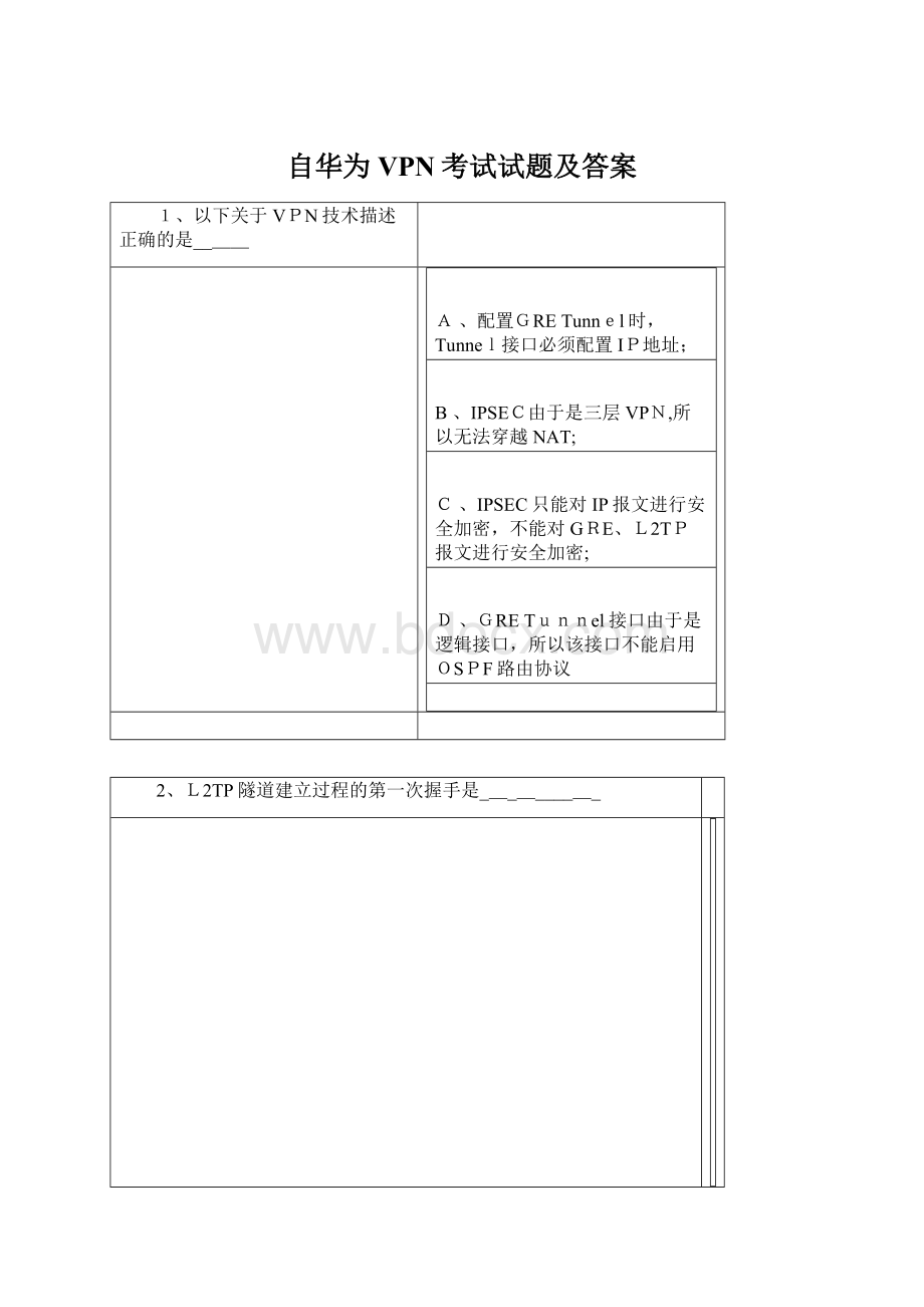 自华为VPN考试试题及答案Word文档下载推荐.docx