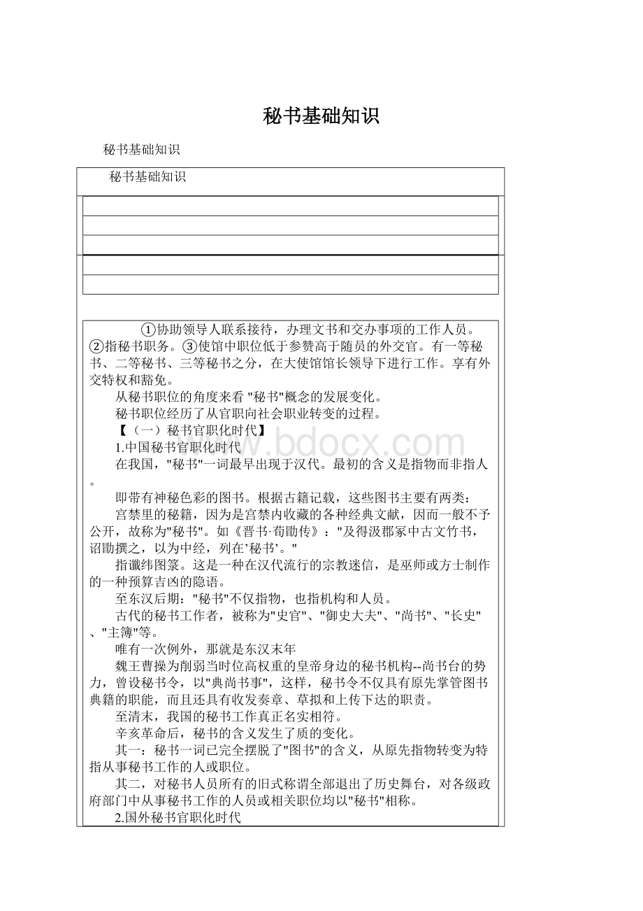 秘书基础知识Word文档下载推荐.docx