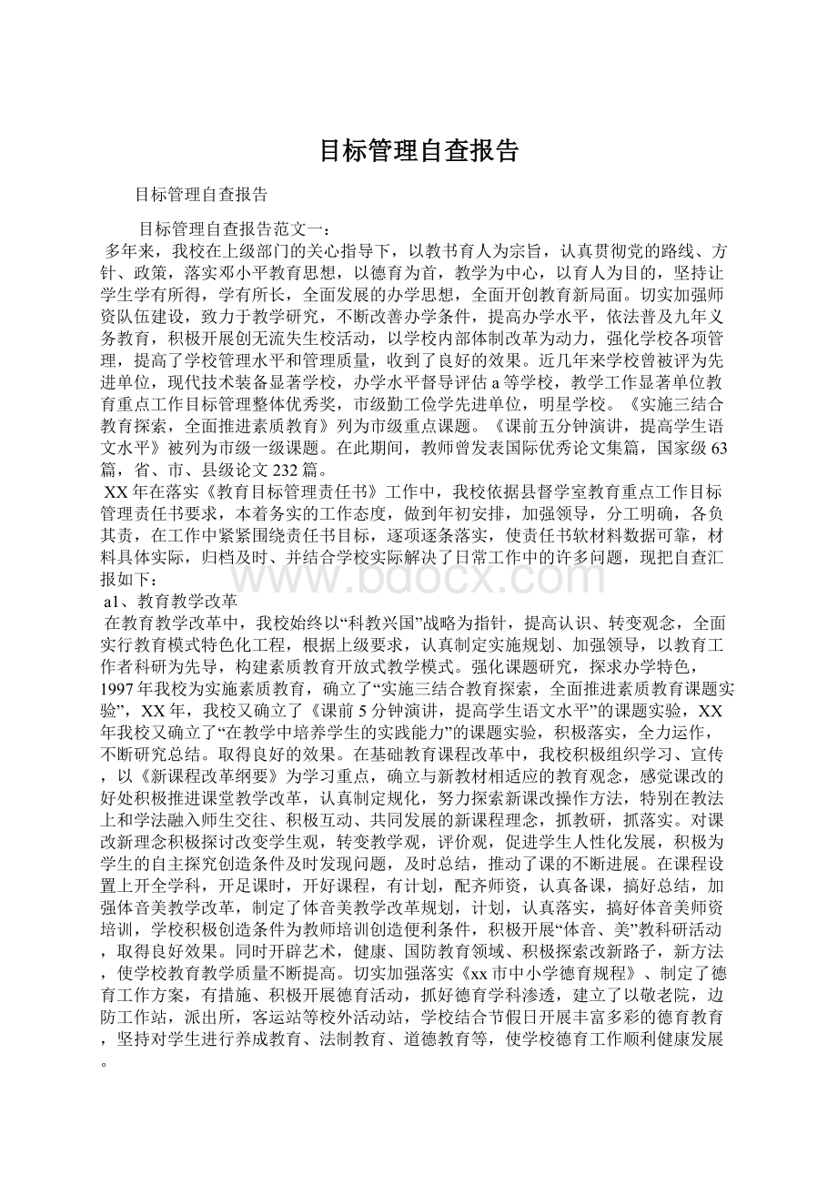 目标管理自查报告.docx_第1页