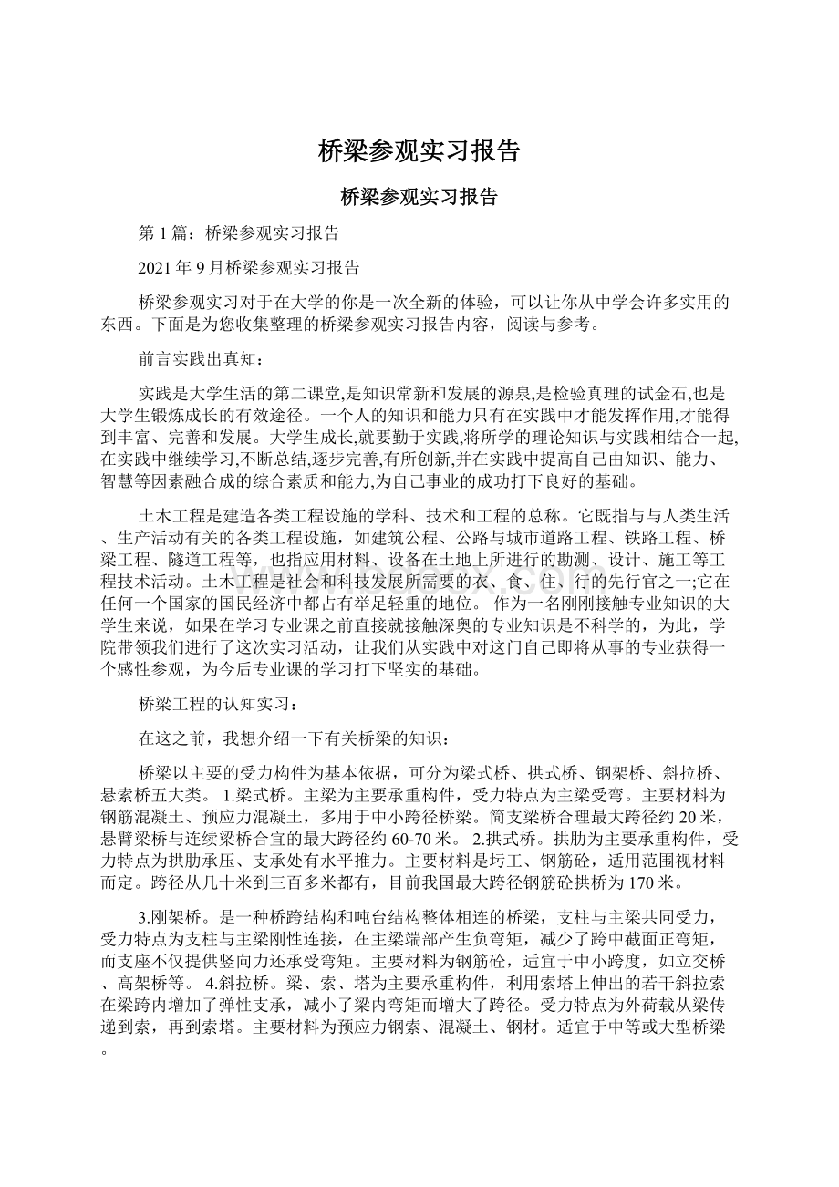 桥梁参观实习报告.docx_第1页