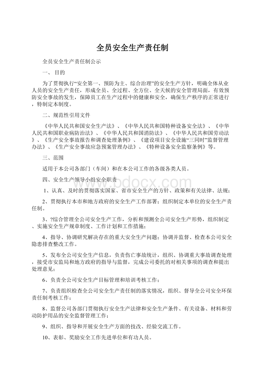 全员安全生产责任制文档格式.docx_第1页