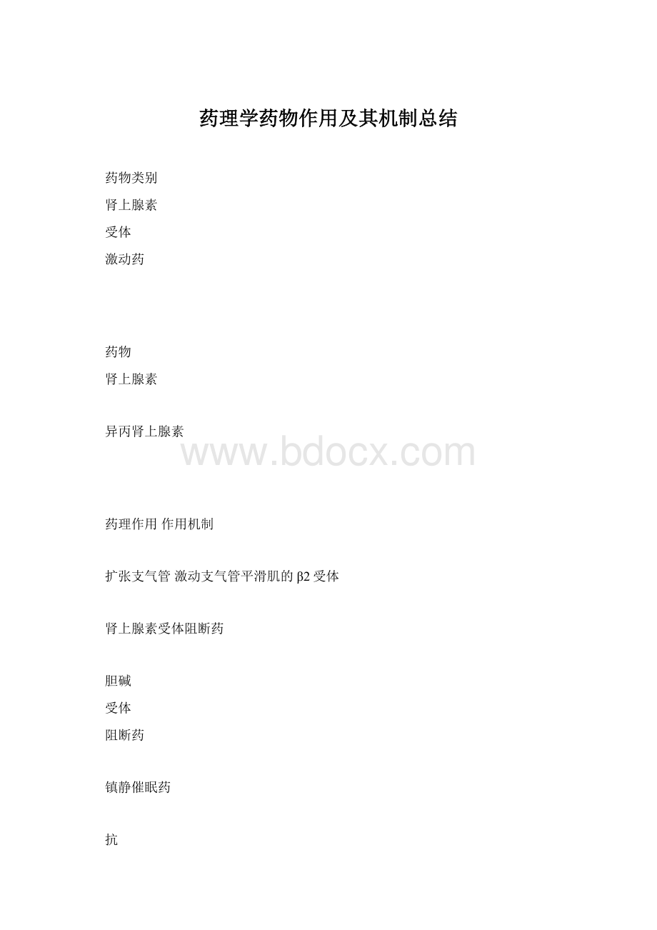 药理学药物作用及其机制总结.docx