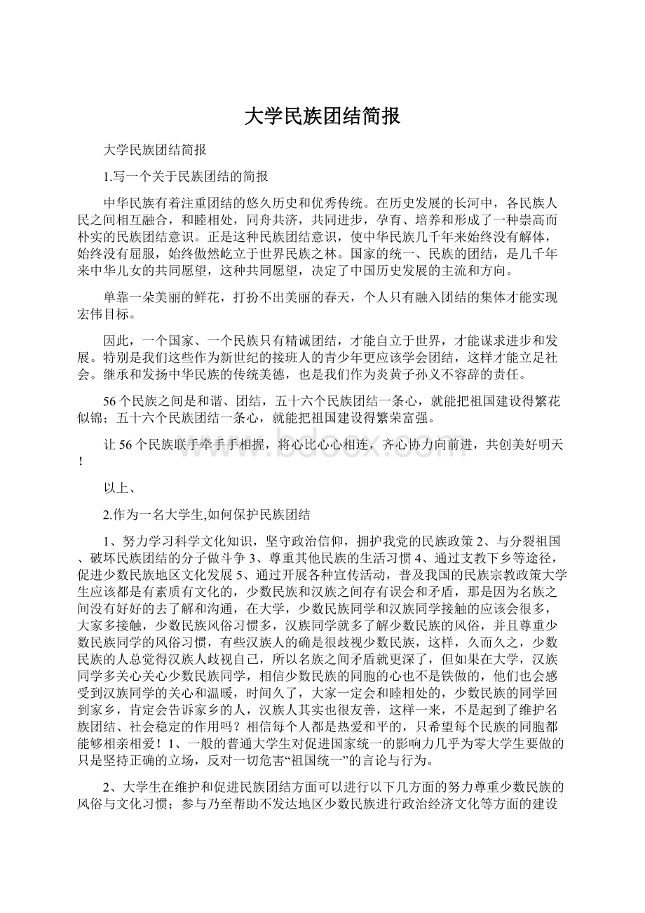 大学民族团结简报Word文档格式.docx