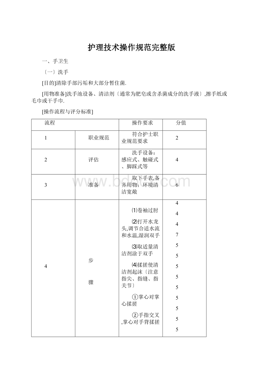 护理技术操作规范完整版.docx_第1页