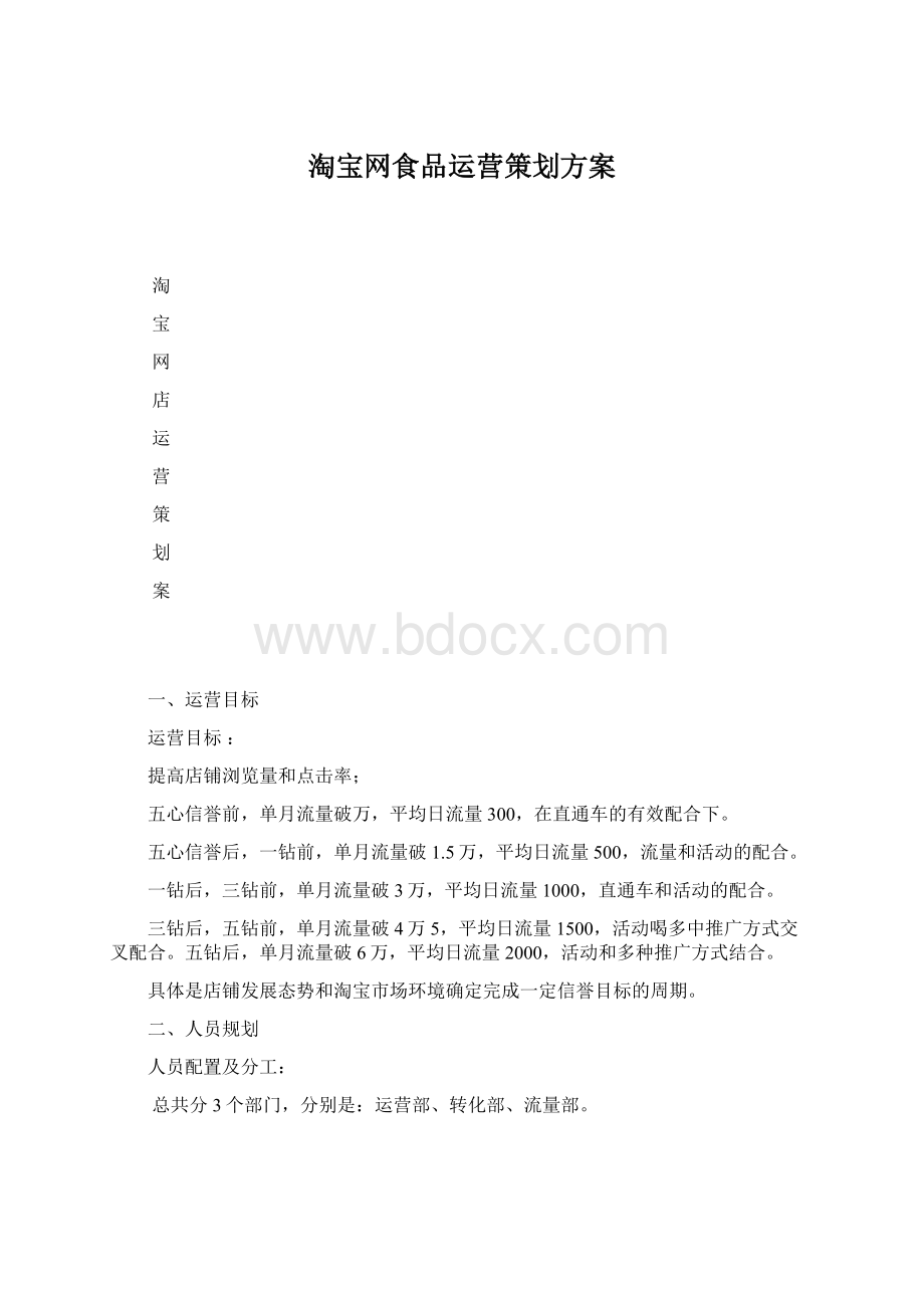 淘宝网食品运营策划方案Word下载.docx