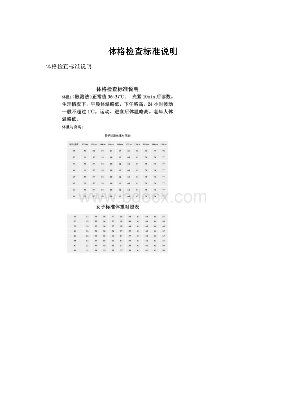 体格检查标准说明Word文档下载推荐.docx_第1页