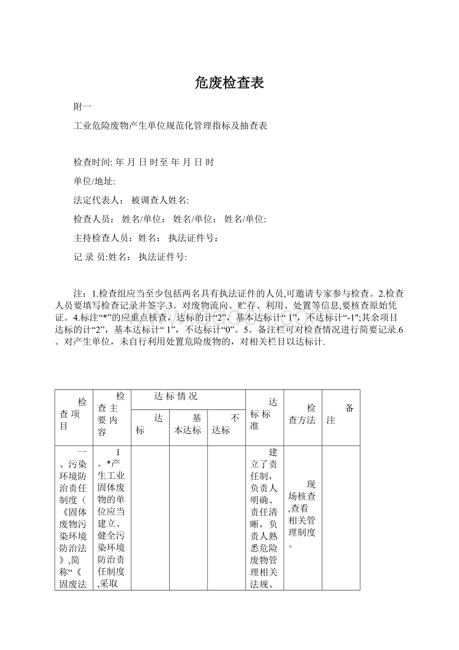 危废检查表.docx_第1页