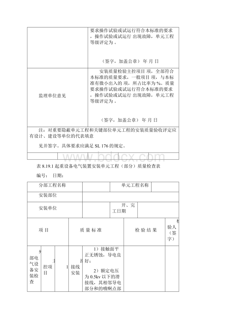 表819起重设备电气装置单元工程安装质量验收评定表.docx_第2页