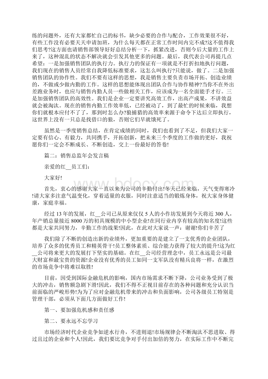 销售总监年会发言稿精选多篇Word文档下载推荐.docx_第2页