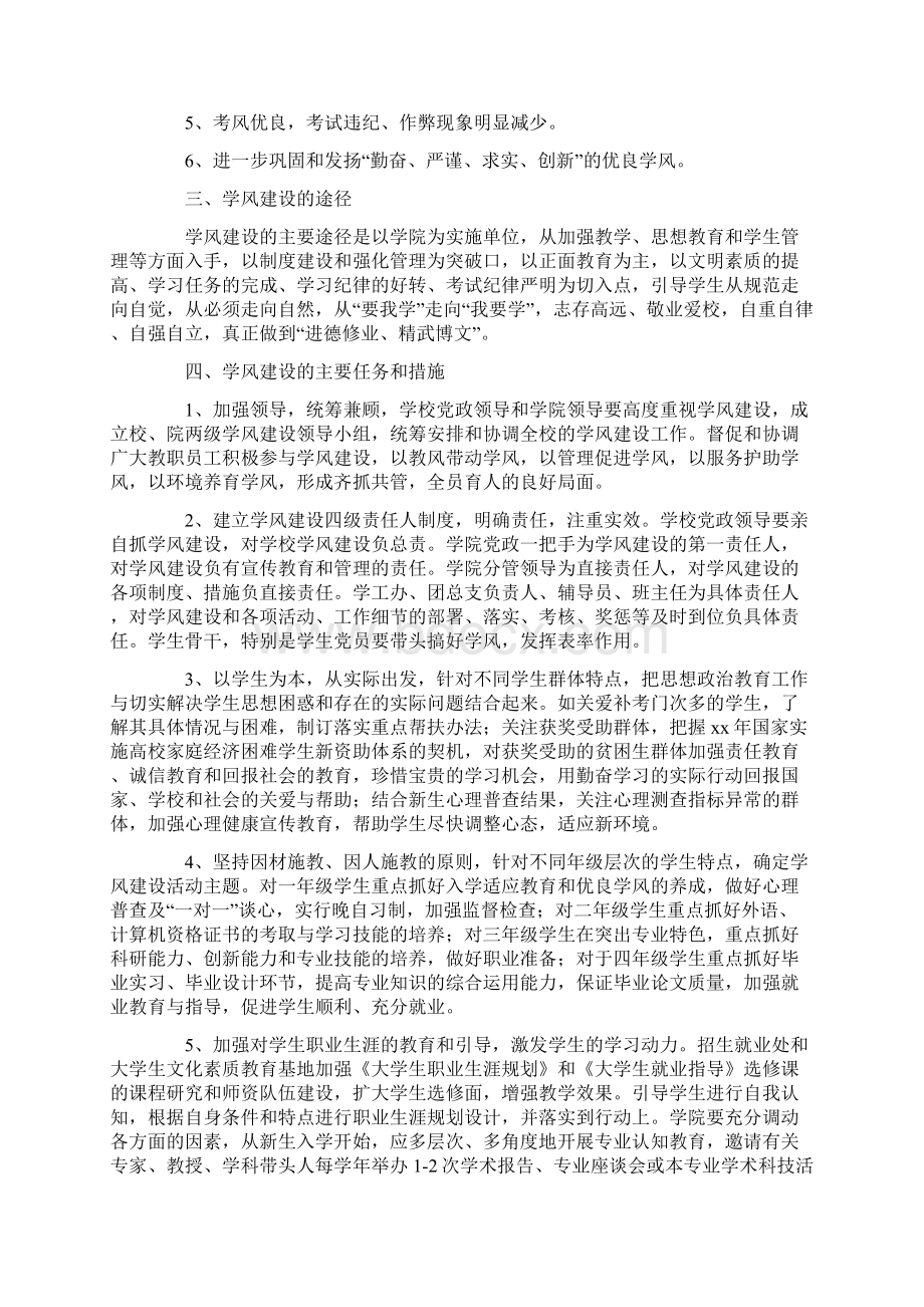 大学学风建设方案大学学风建设策划方案.docx_第2页