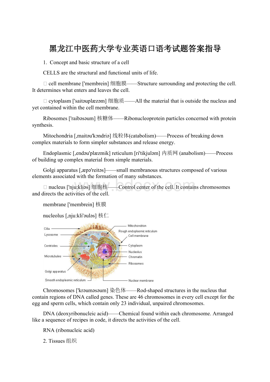 黑龙江中医药大学专业英语口语考试题答案指导Word文档格式.docx_第1页