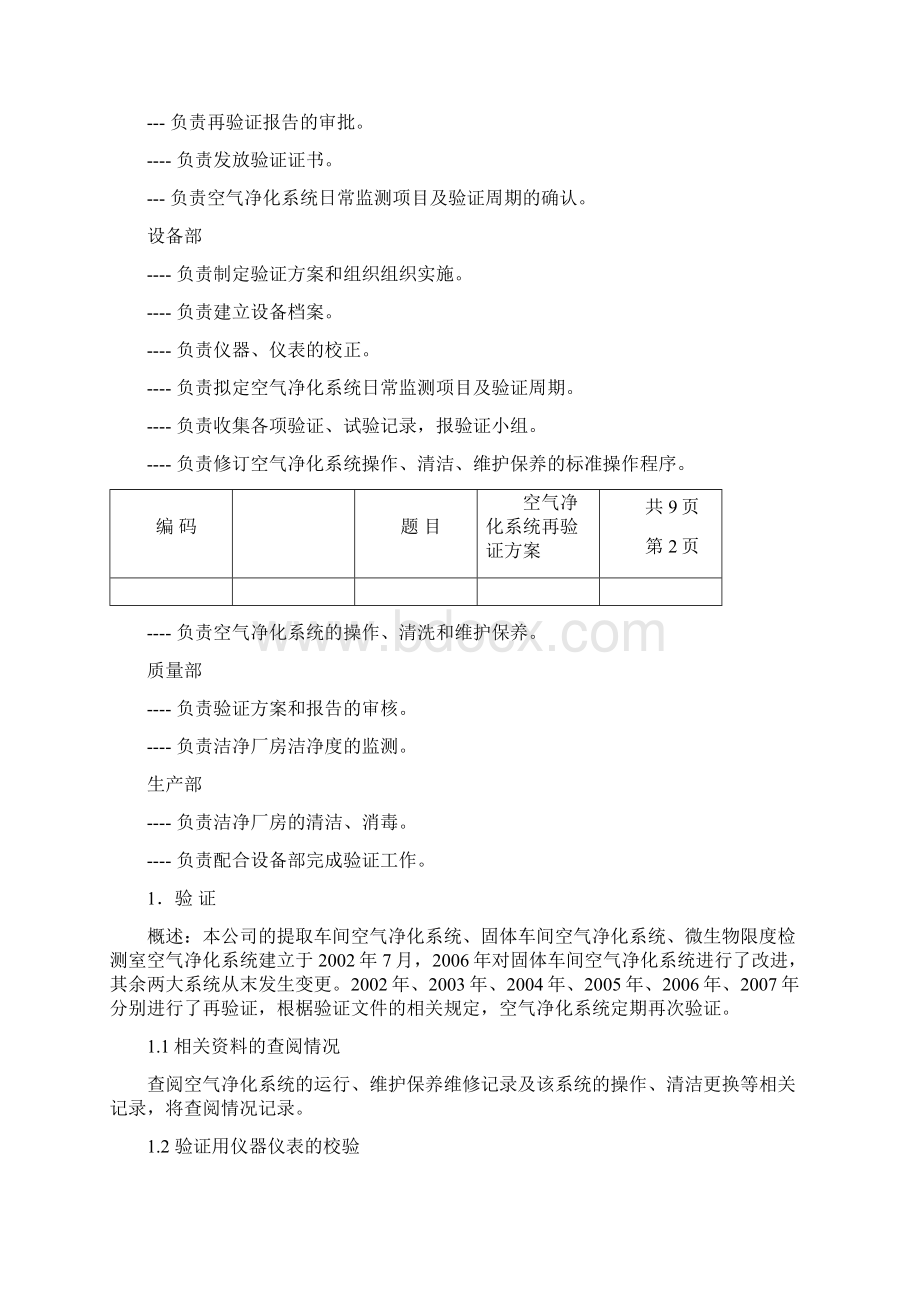 洁净厂房空气净化系统验证Word下载.docx_第2页