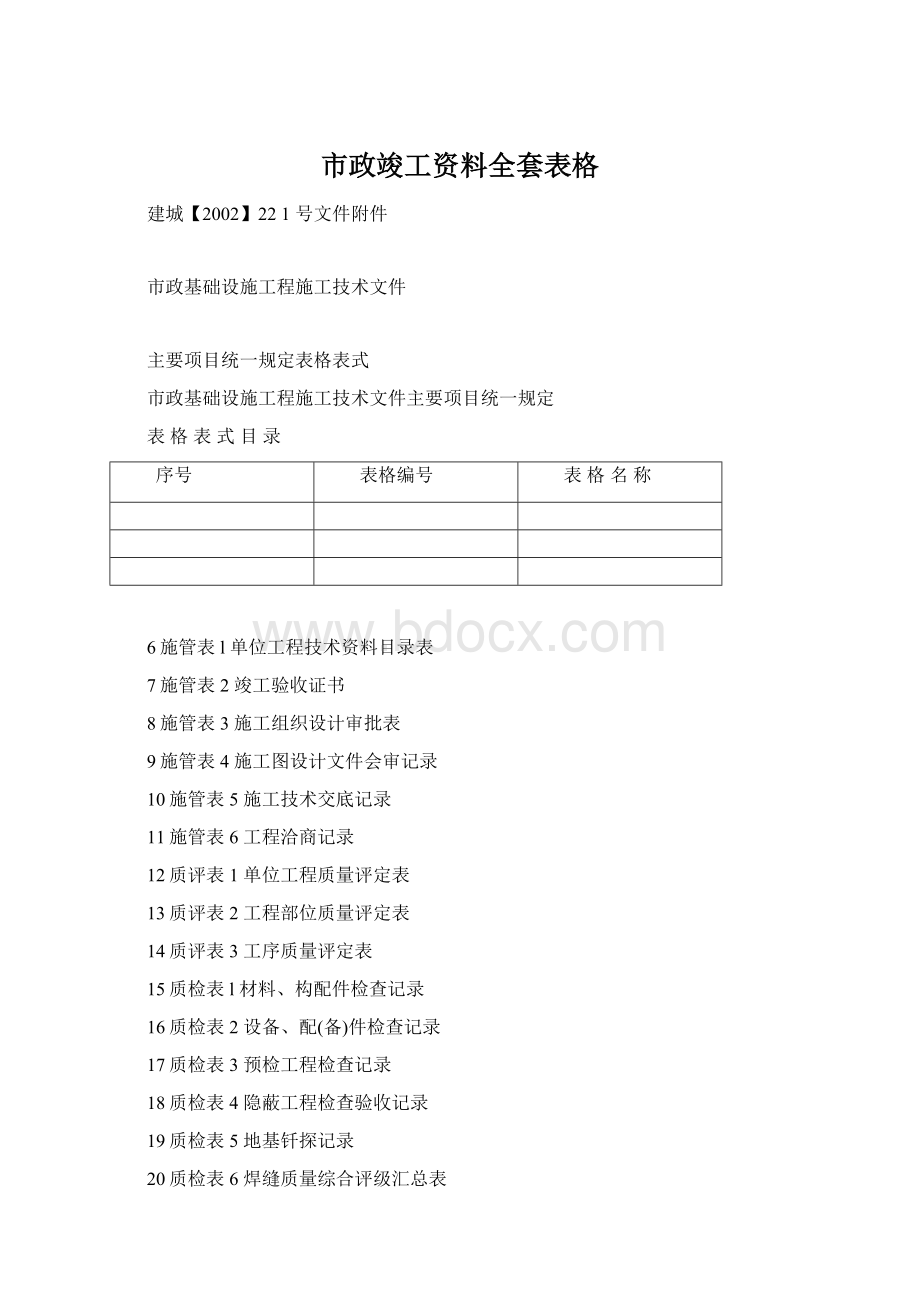 市政竣工资料全套表格.docx_第1页