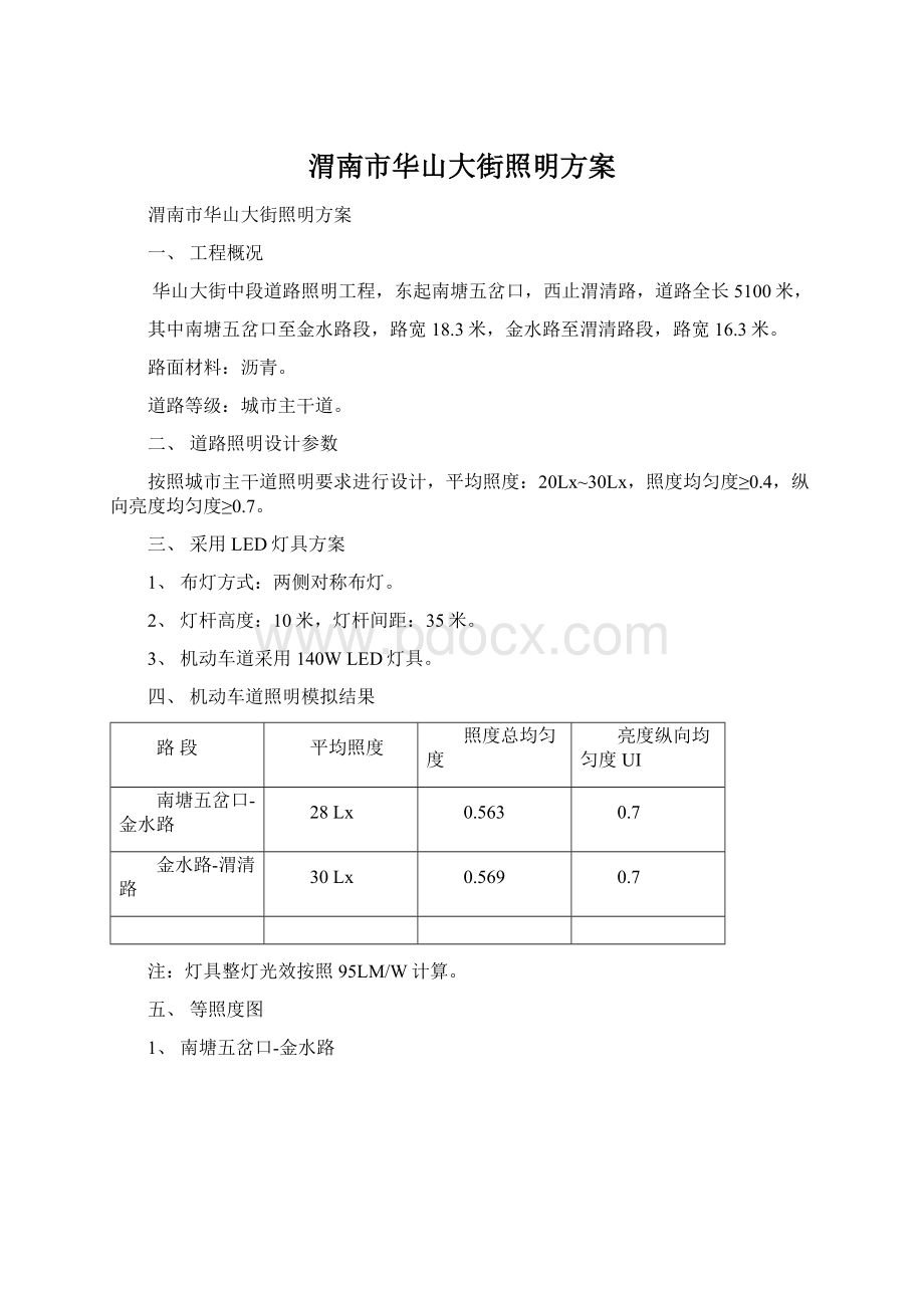 渭南市华山大街照明方案Word文档格式.docx