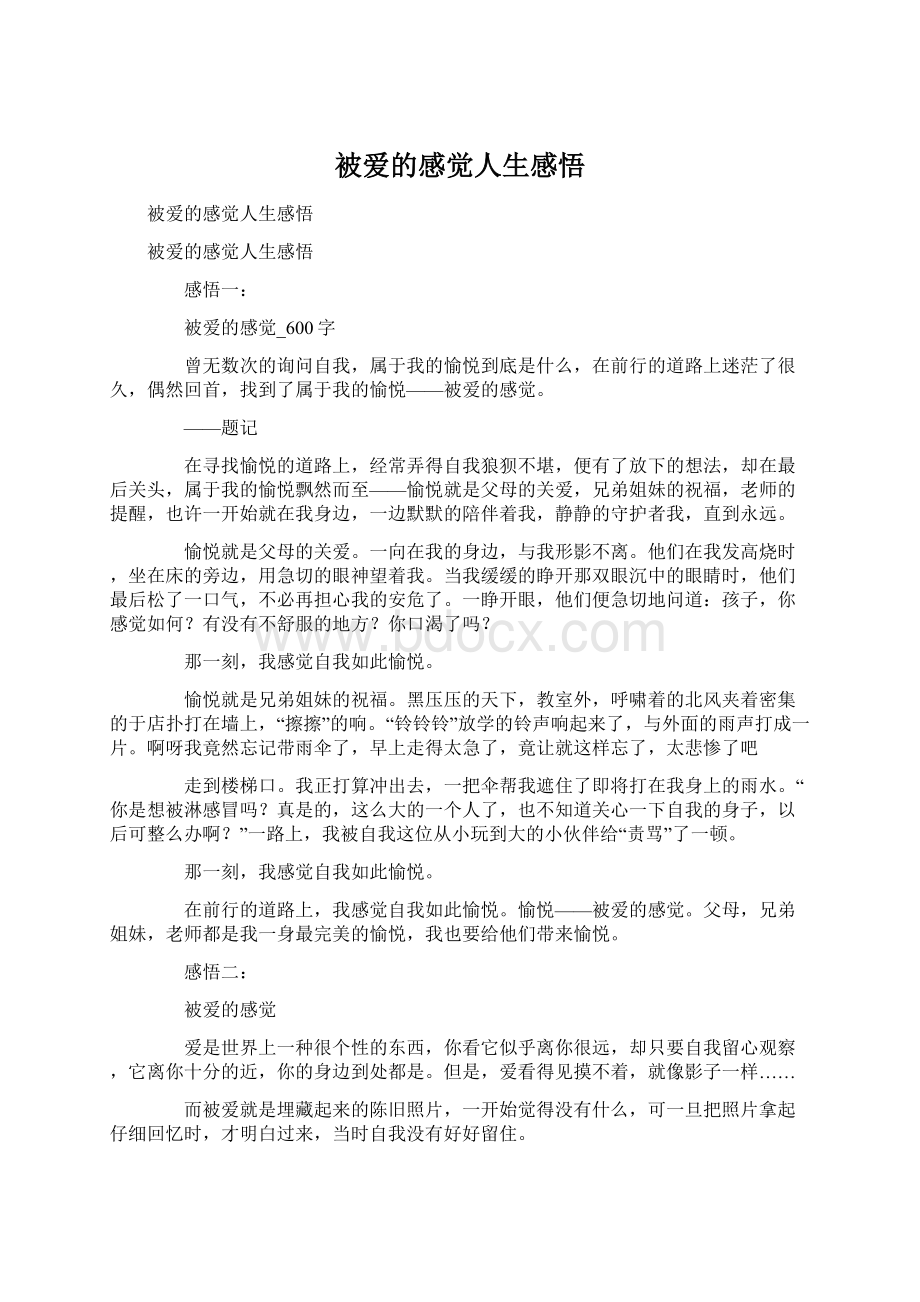 被爱的感觉人生感悟Word格式文档下载.docx