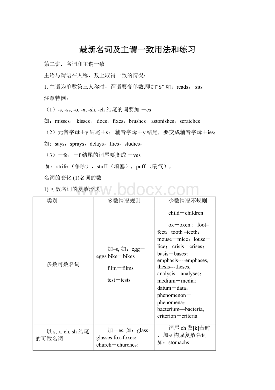 最新名词及主谓一致用法和练习.docx_第1页