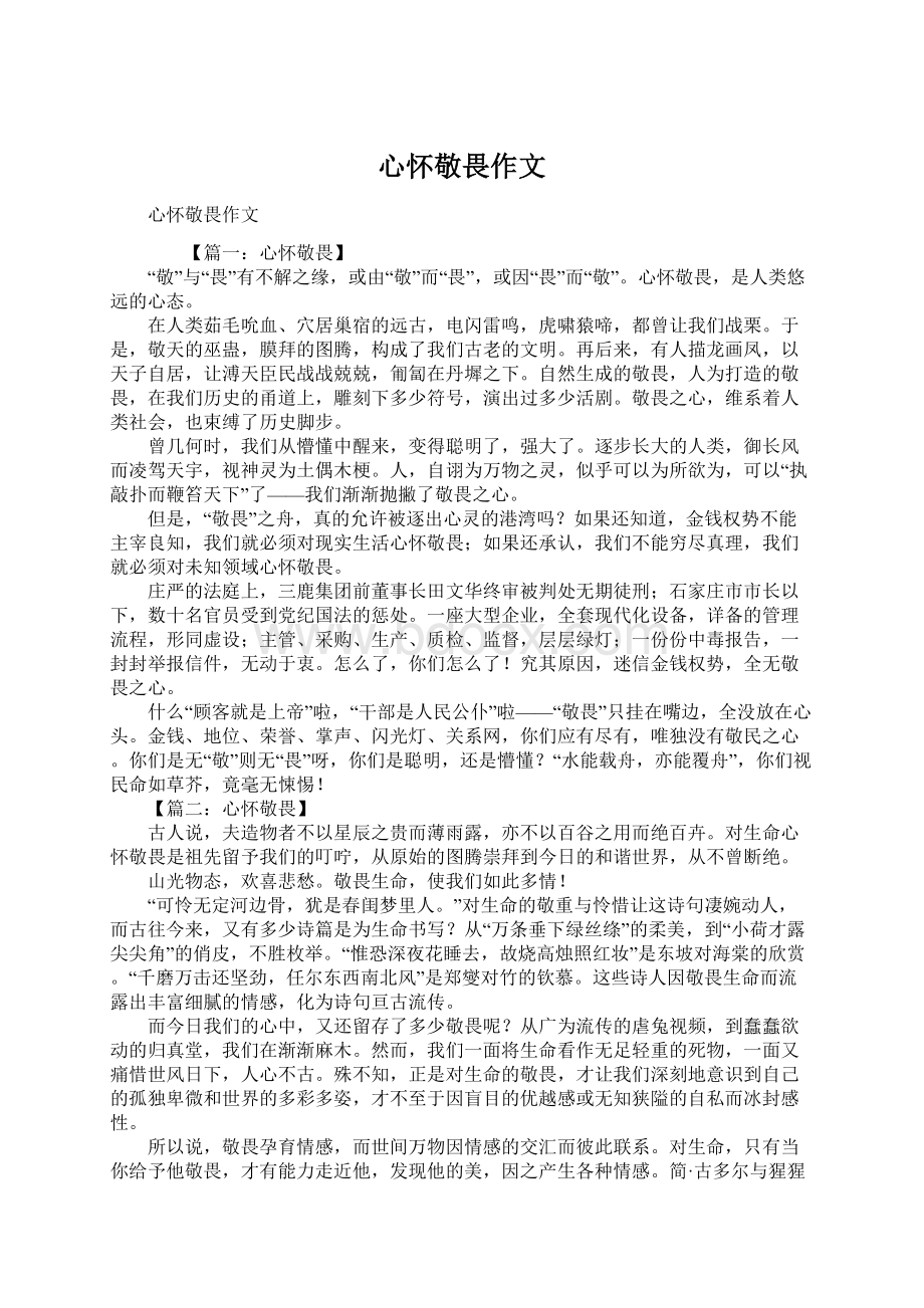 心怀敬畏作文文档格式.docx_第1页