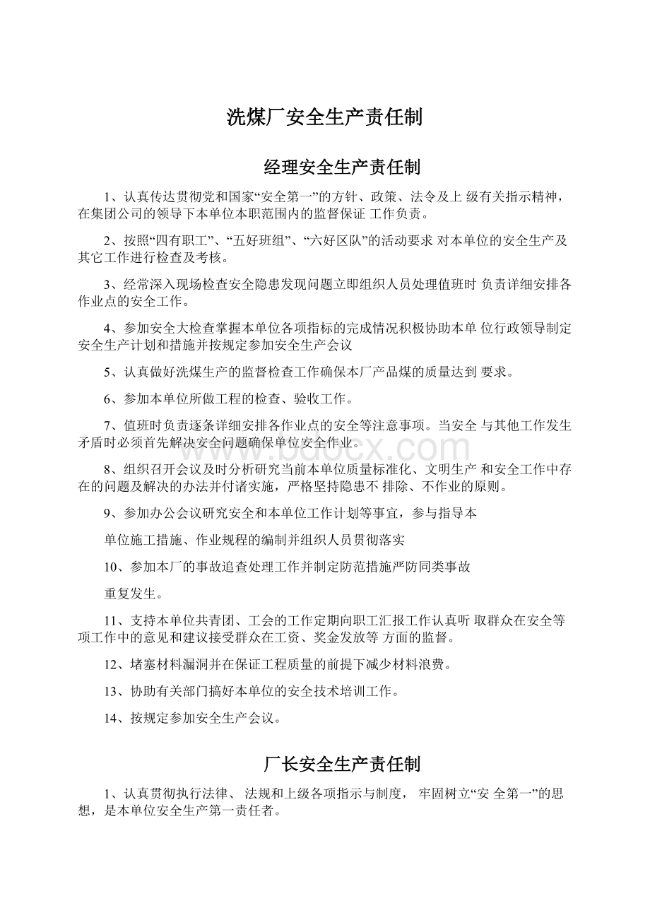 洗煤厂安全生产责任制文档格式.docx_第1页