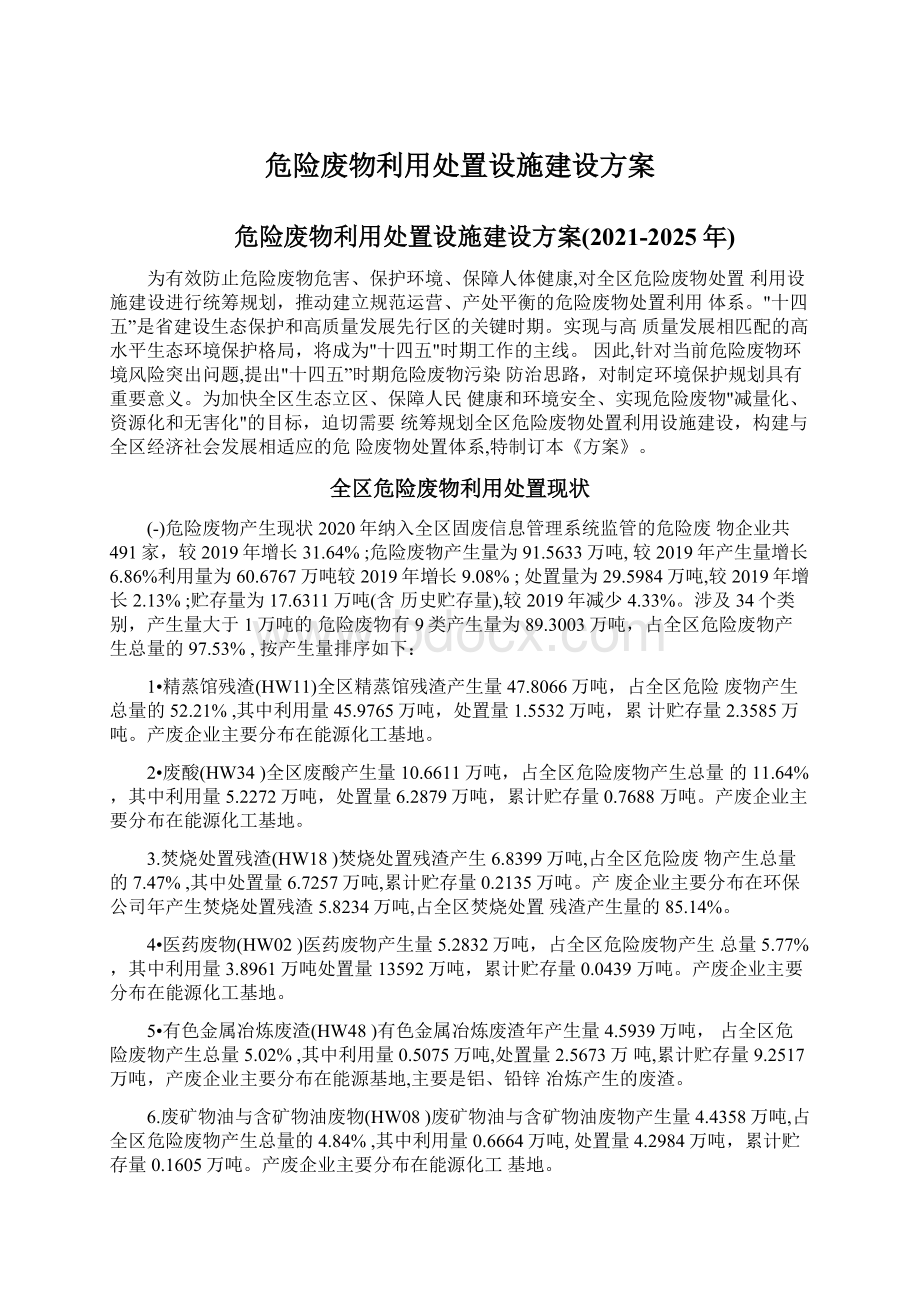 危险废物利用处置设施建设方案.docx_第1页