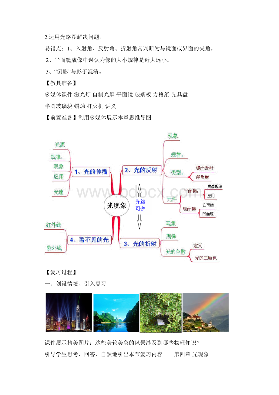 人教版八年级上学期物理第四章《光现象》单元综合复习教案.docx_第2页