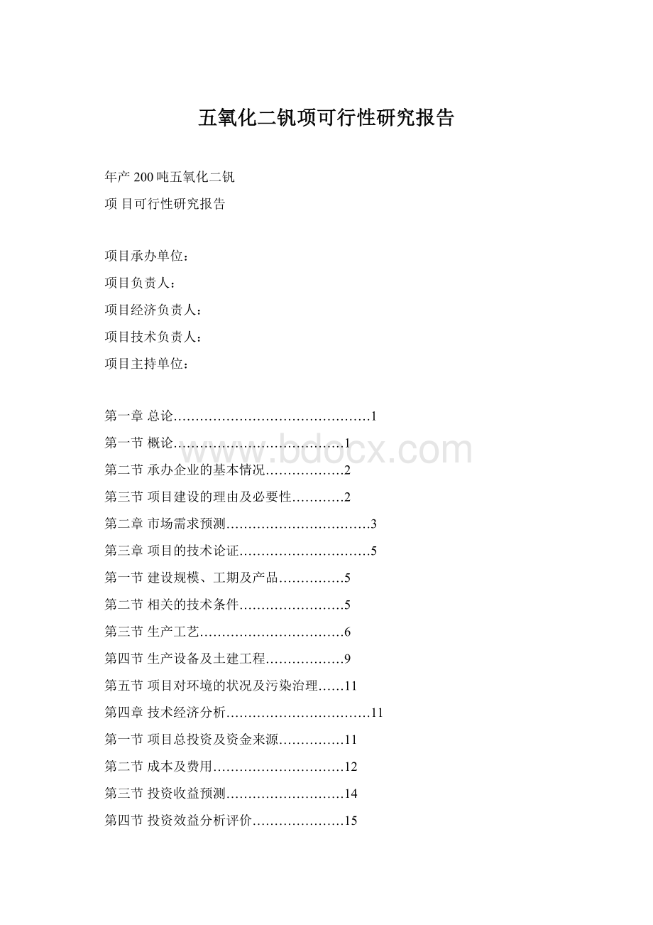 五氧化二钒项可行性研究报告Word格式.docx