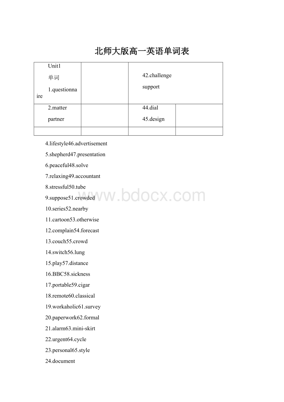 北师大版高一英语单词表文档格式.docx