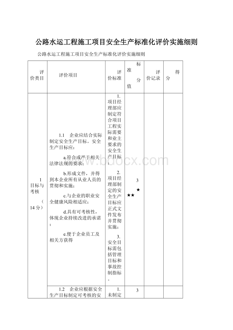 公路水运工程施工项目安全生产标准化评价实施细则.docx_第1页