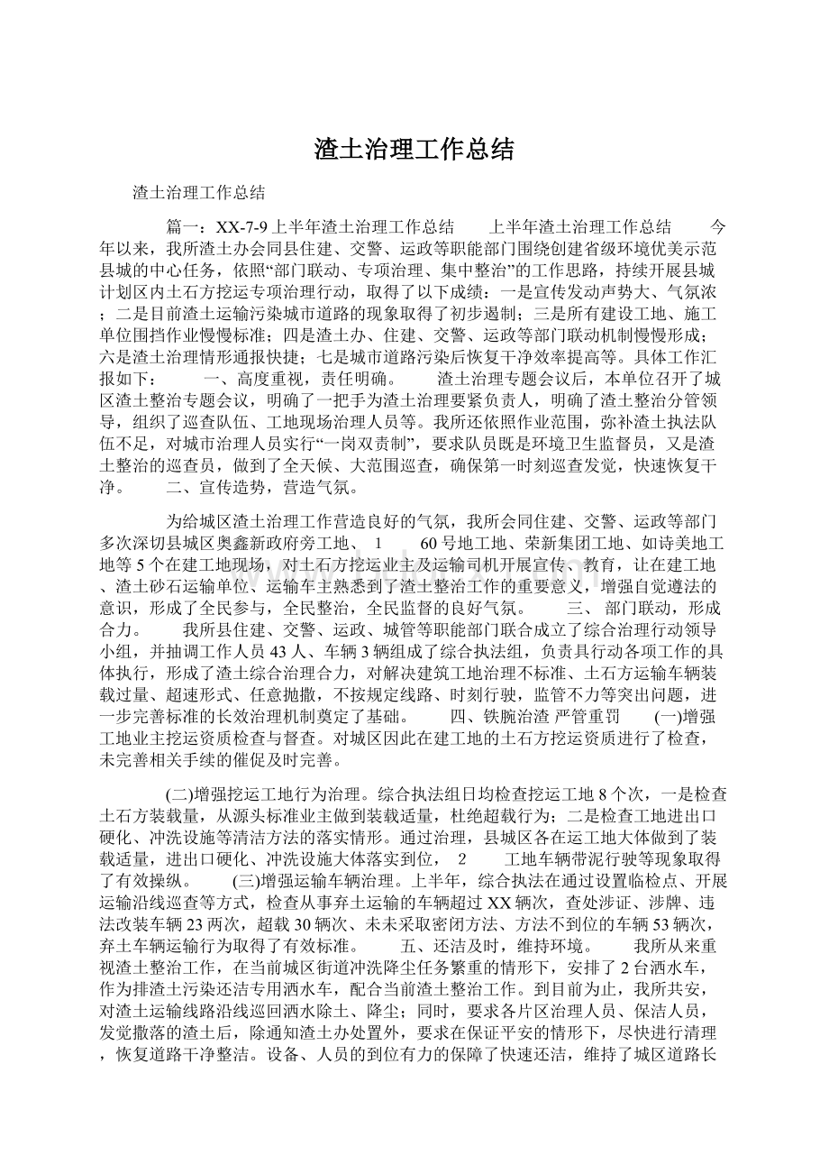 渣土治理工作总结Word文件下载.docx_第1页