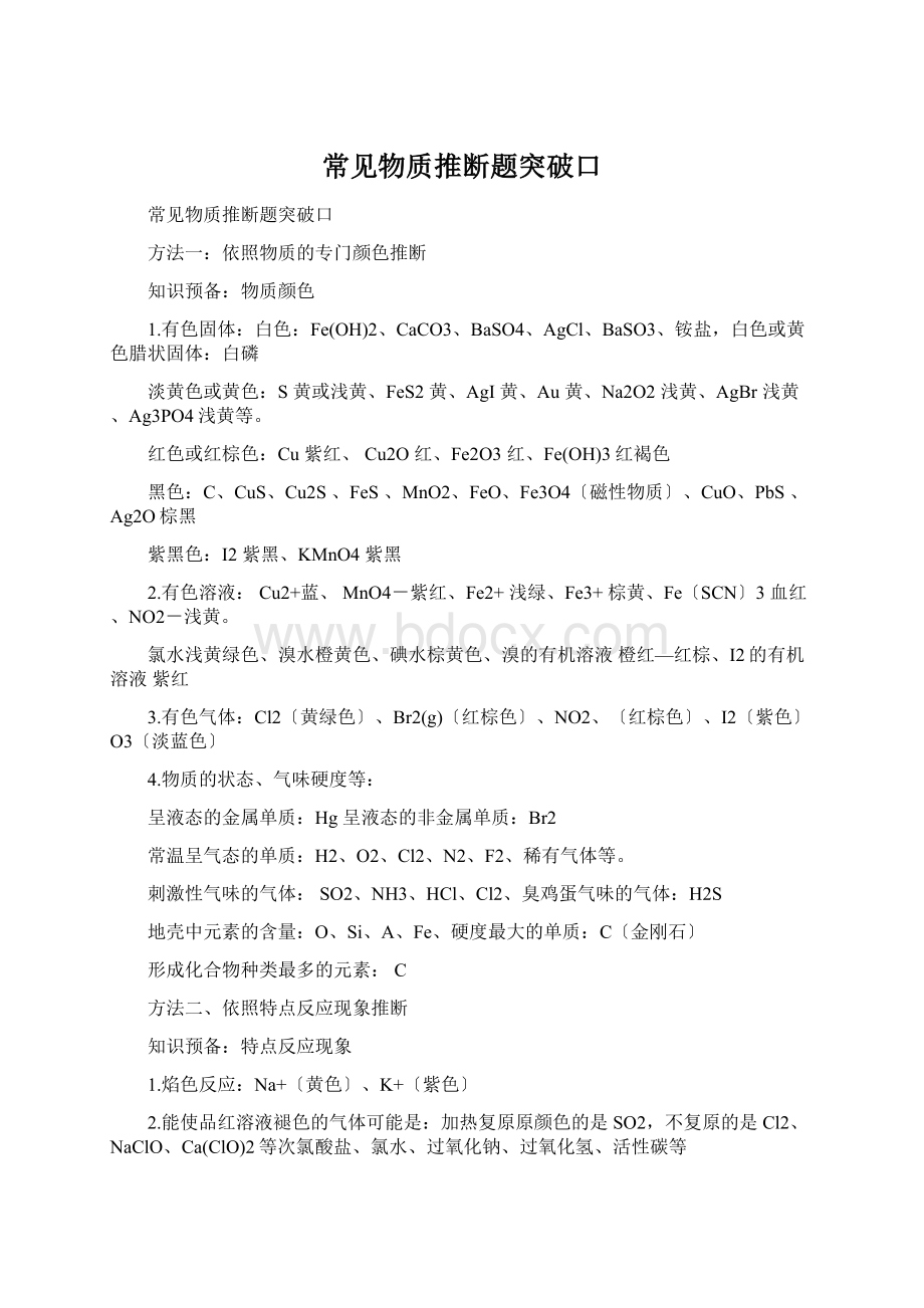 常见物质推断题突破口文档格式.docx