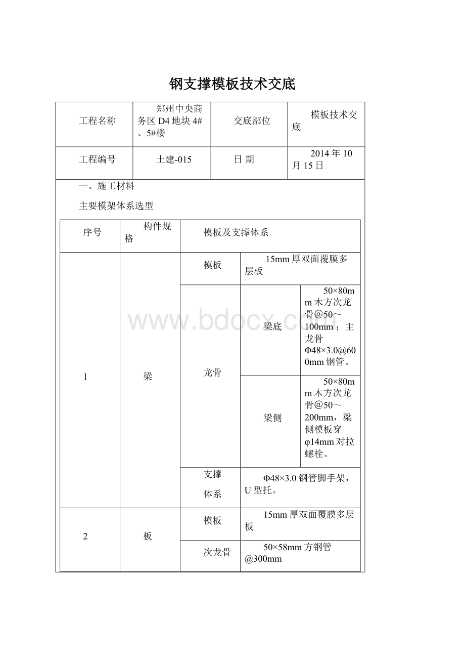 钢支撑模板技术交底.docx_第1页