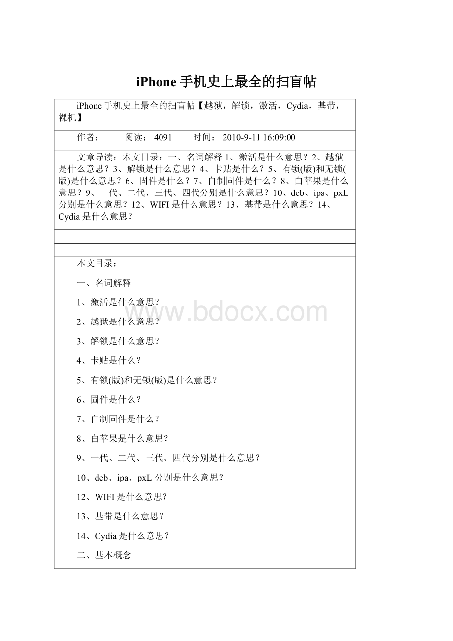 iPhone手机史上最全的扫盲帖Word文件下载.docx_第1页