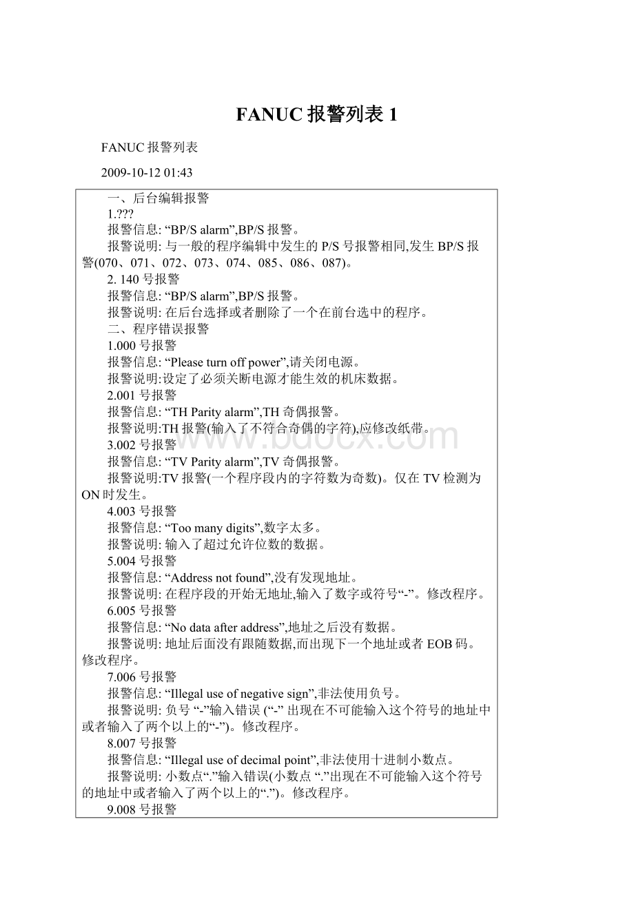 FANUC报警列表1Word格式文档下载.docx