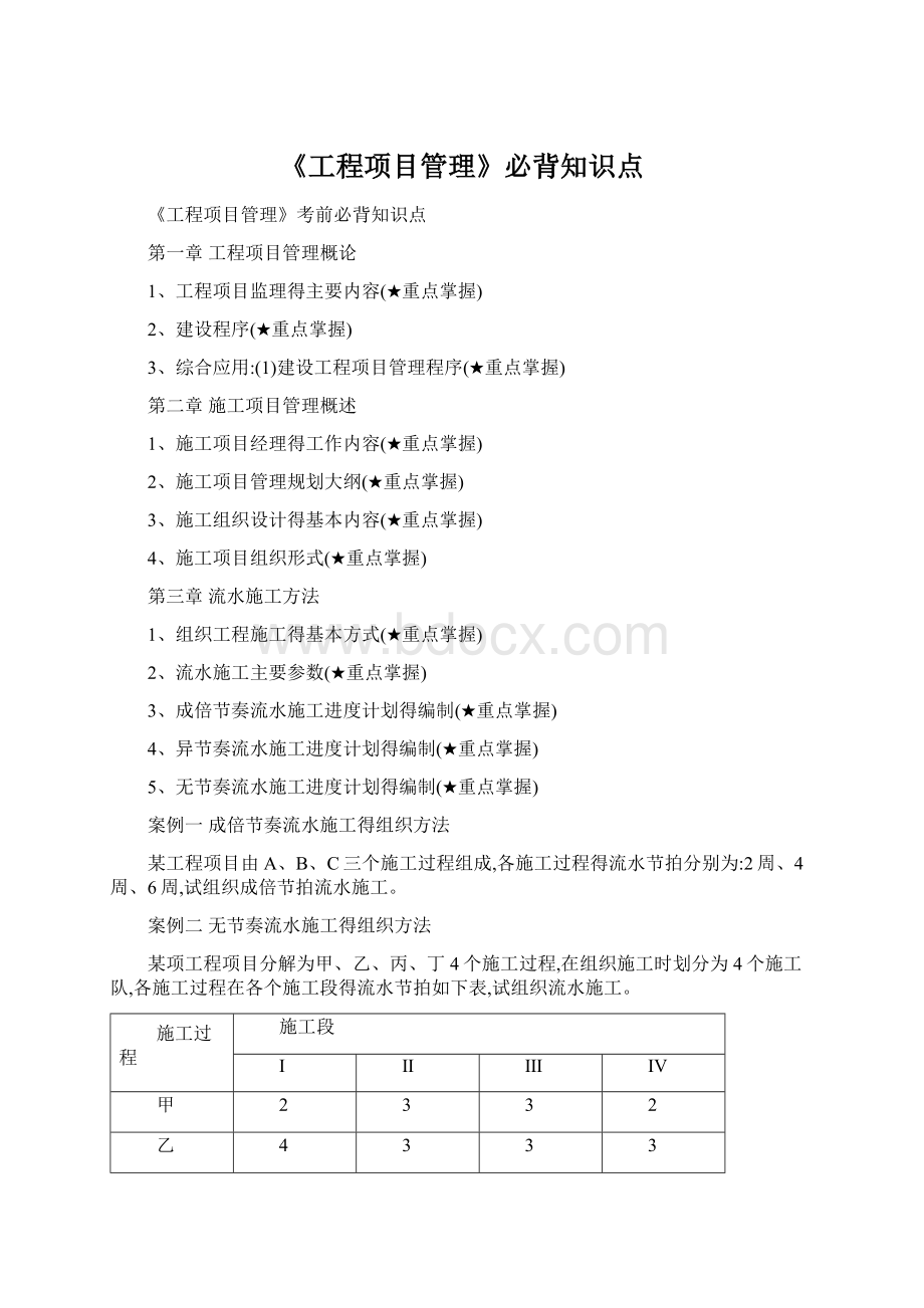 《工程项目管理》必背知识点Word文件下载.docx