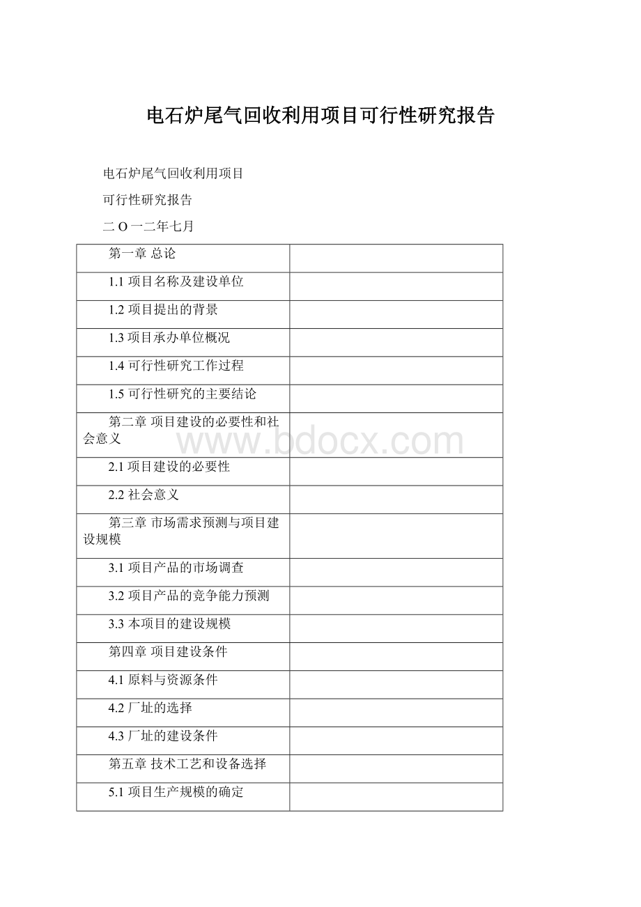 电石炉尾气回收利用项目可行性研究报告.docx_第1页