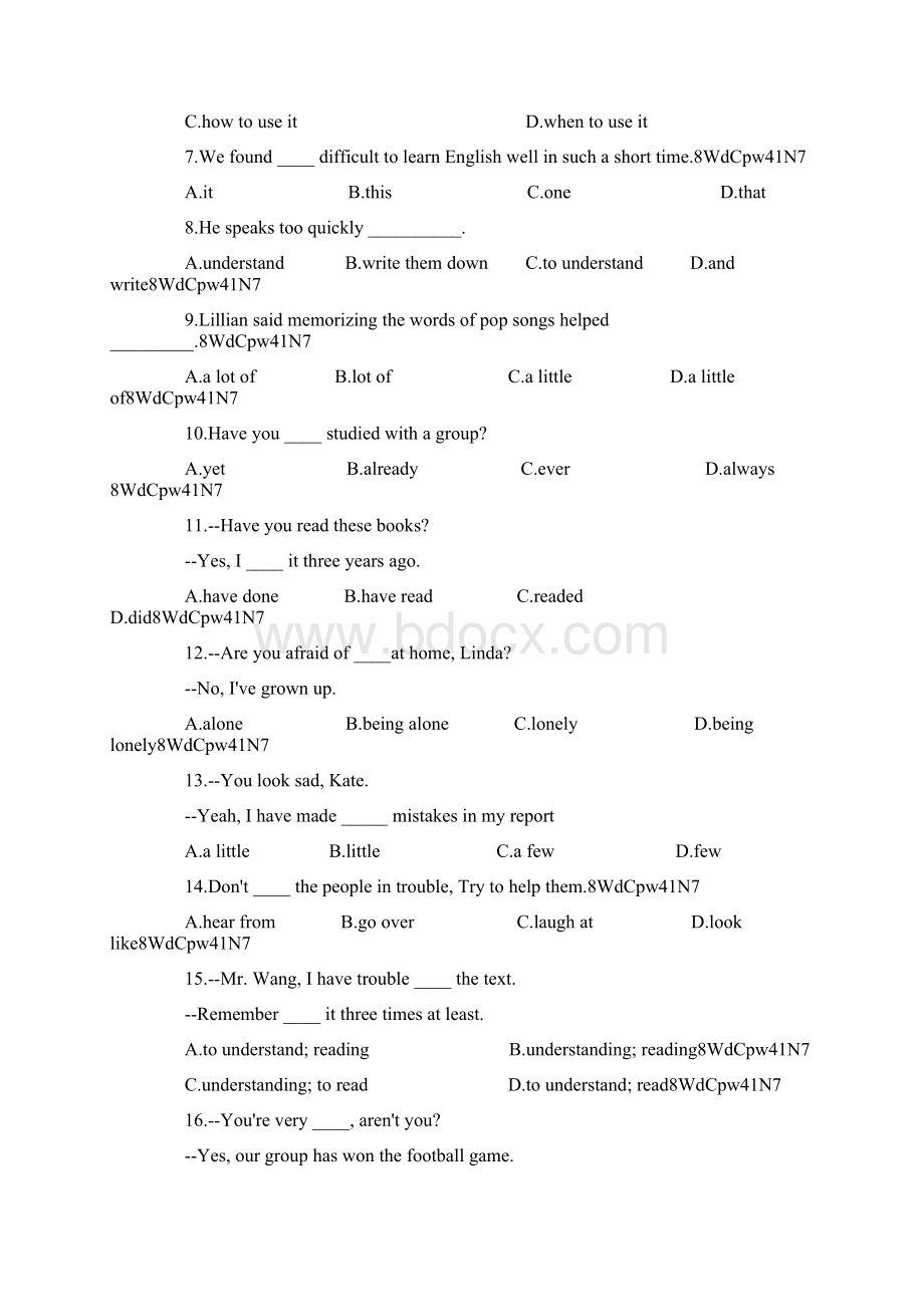 人教新目标九年级英语Unit 1 测试题Word文档下载推荐.docx_第2页