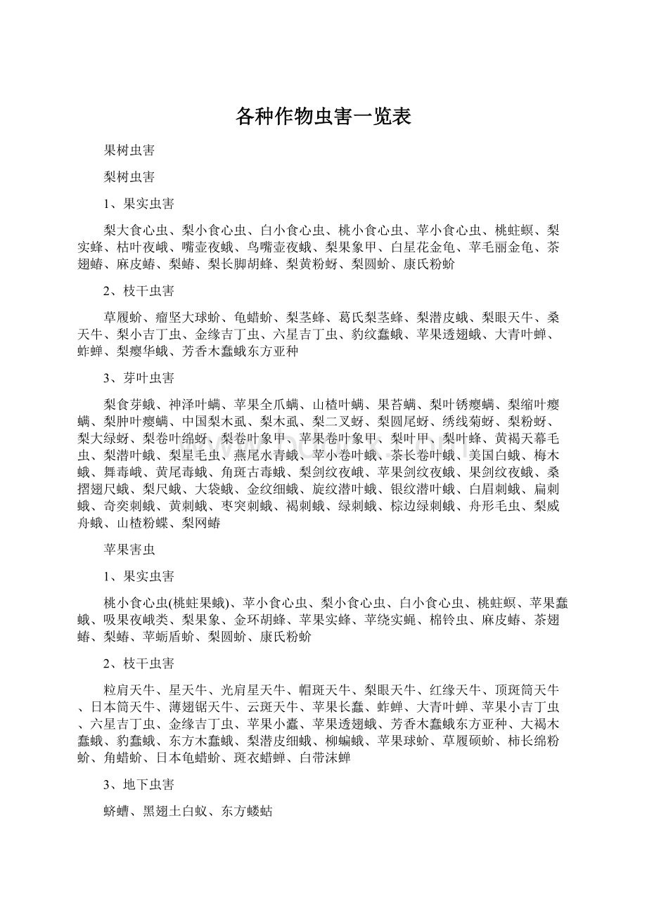 各种作物虫害一览表Word下载.docx